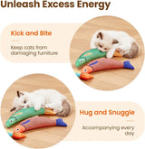 Cat Toys Fish,Teeth Grinding Catnip Toys,Soft and Durable,Kitten Toys Interactive Sounding Cat Chew Bite Plush Toys Cat Supplie