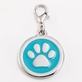 Laser Engraved Quality Silver Alloy with GLITTER Coloured Paw Dog or Cat ID Tag, Laser Engraving. Includes a Split Ring. Pet Nam