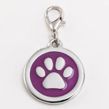 Laser Engraved Quality Silver Alloy with GLITTER Coloured Paw Dog or Cat ID Tag, Laser Engraving. Includes a Split Ring. Pet Nam