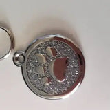 Laser Engraved Quality Silver Alloy with GLITTER Coloured Paw Dog or Cat ID Tag, Laser Engraving. Includes a Split Ring. Pet Nam