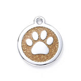 Laser Engraved Quality Silver Alloy with GLITTER Coloured Paw Dog or Cat ID Tag, Laser Engraving. Includes a Split Ring. Pet Nam