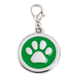 Laser Engraved Quality Silver Alloy with GLITTER Coloured Paw Dog or Cat ID Tag, Laser Engraving. Includes a Split Ring. Pet Nam