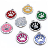 Laser Engraved Quality Silver Alloy with GLITTER Coloured Paw Dog or Cat ID Tag, Laser Engraving. Includes a Split Ring. Pet Nam