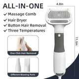 3-in-1 Pet Grooming Hair Dryer & Hot Air Comb - Reduces Shedding & Tangles, Warm Air Drying, Suitable for Cats and Dogs