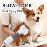 3-in-1 Pet Grooming Hair Dryer & Hot Air Comb - Reduces Shedding & Tangles, Warm Air Drying, Suitable for Cats and Dogs
